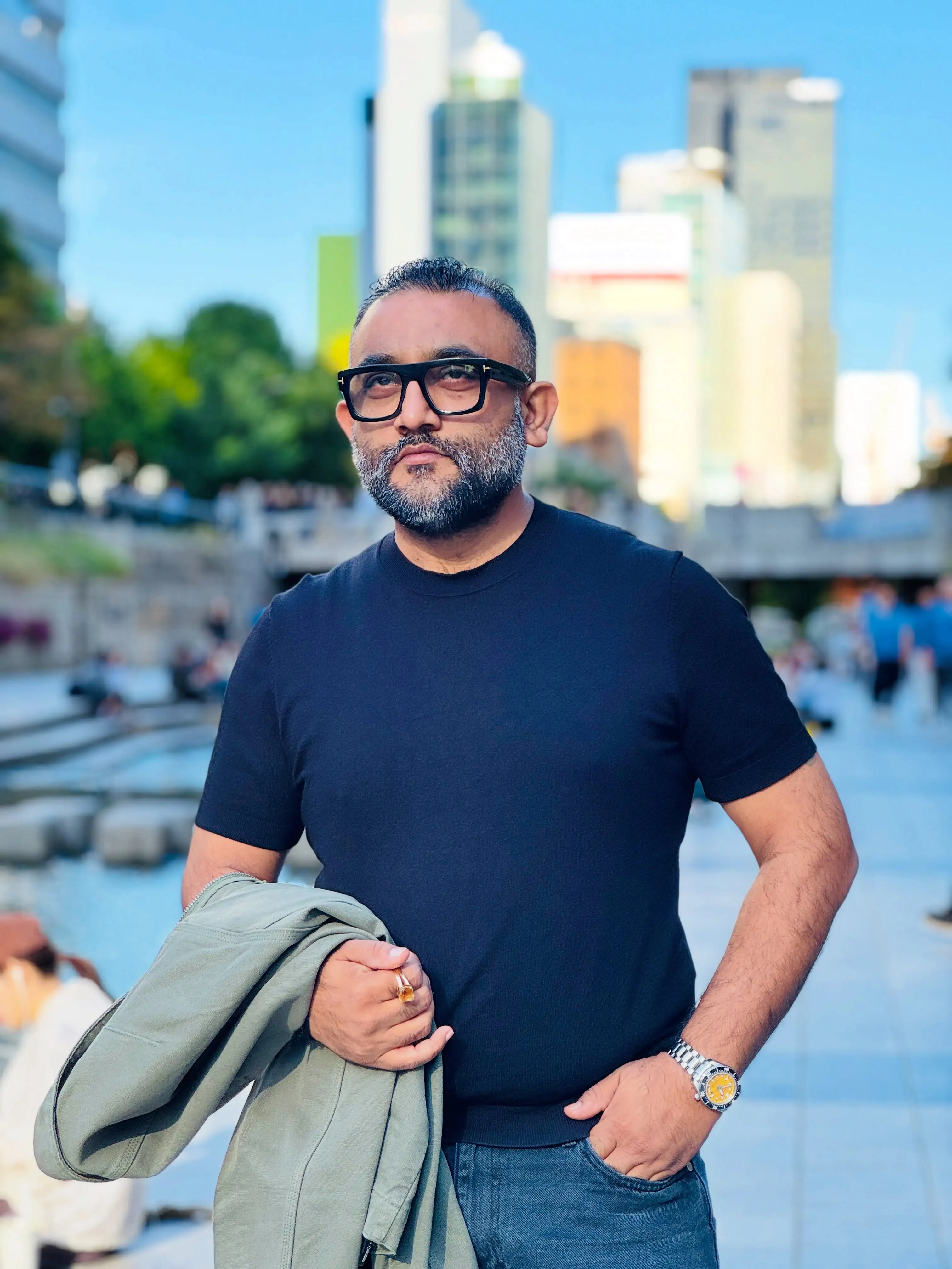 Rajiv Soni, photographed in a navy suit